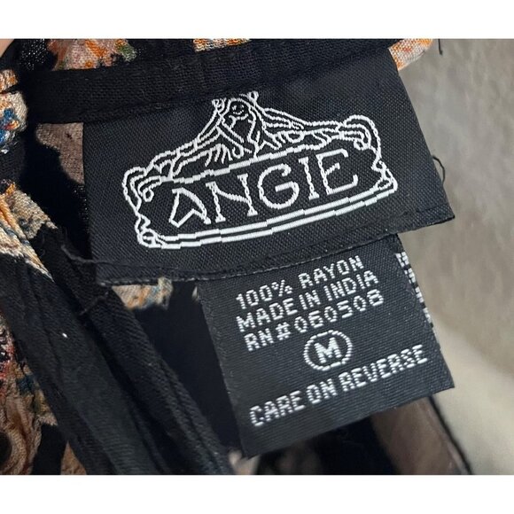 ANGIE flowy Boho Floral High low Smocked midi dress sz M - Picture 10 of 10